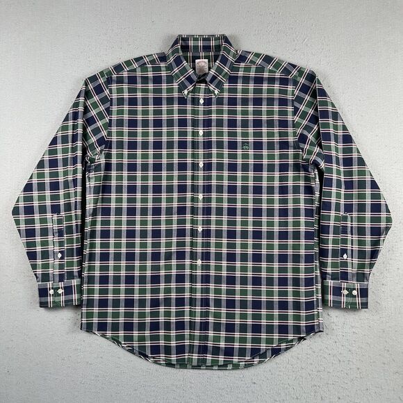 Brooks Brother The Original Polo Blue Green Plaid‎ Button Down Long Sleeve L - Picture 1 of 16
